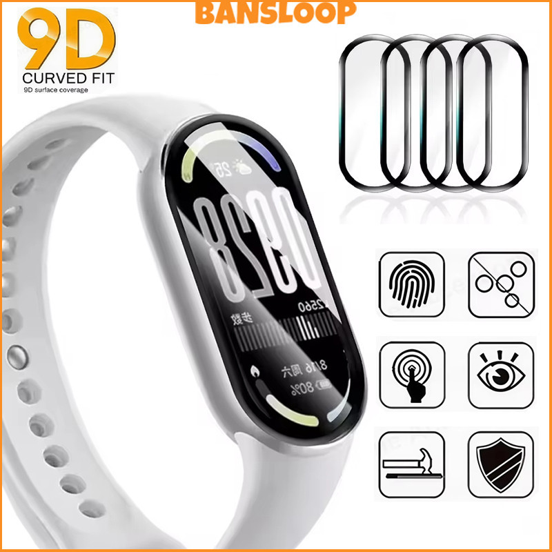 ฟิล์มแก้วนิรภัย 3D for Mi Band 10 9 8 7 6 5 4 ตัวป้องกันหน้าจอเต็มรูปสีดำ for Smartwatch Xiaomi Mi Band 10 9 8 NFC