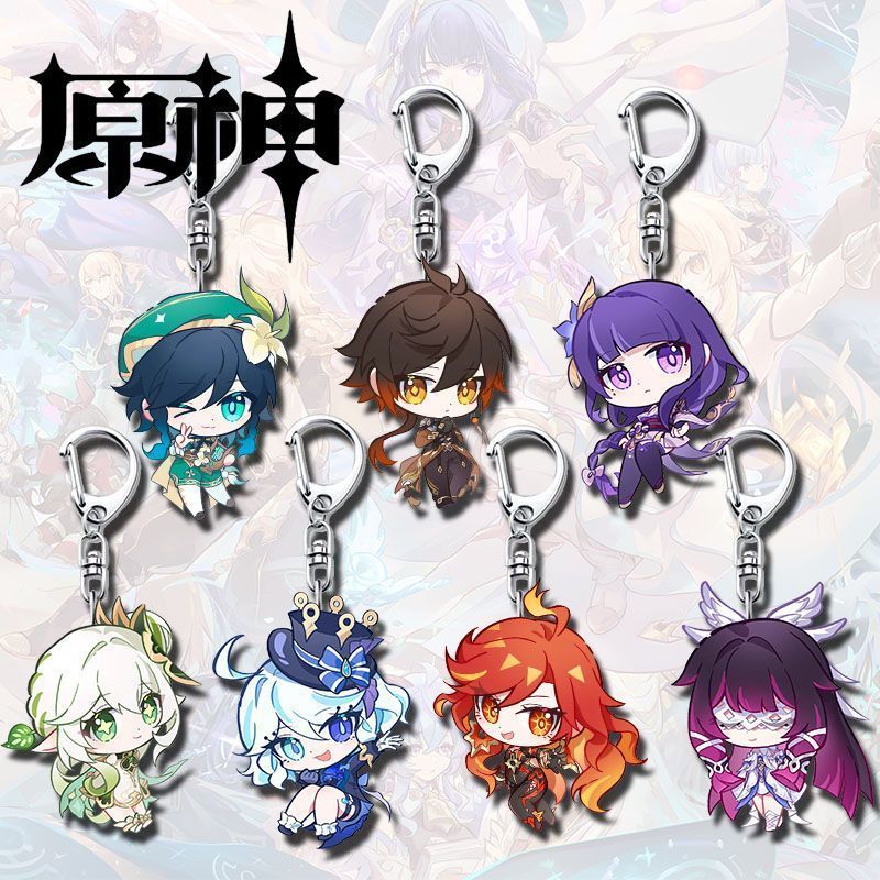 原神头饰q版加加加厚加加绒加绒加绒加绒加帽子包挂件装饰 Genshin Impact สินค้า Q-version พวงกุญแจ Furina Raiden Shogun การ์ตูน hi