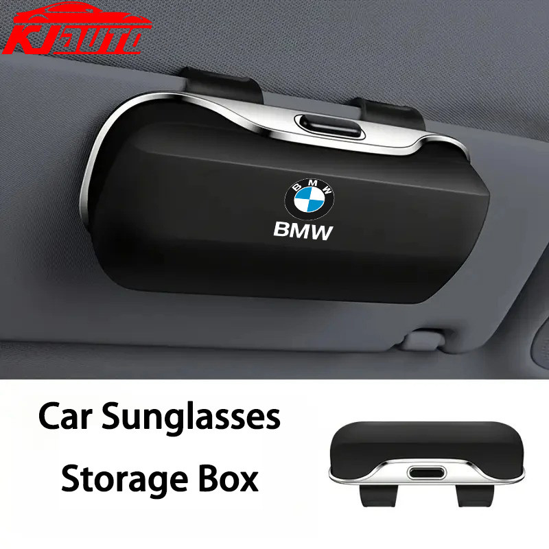 BMW รถ Sun Visor แว่นตากันแดดผู้ถือกดสวิทช์แว่นตากล่องเก็บซับนุ่มป้องกันรอยขีดข่วนสําหรับ BMW G50 G20 G30 G01 G02 G05 F70 G45 F48 F25 F15 F20 F30 F10 F45 E60 E90