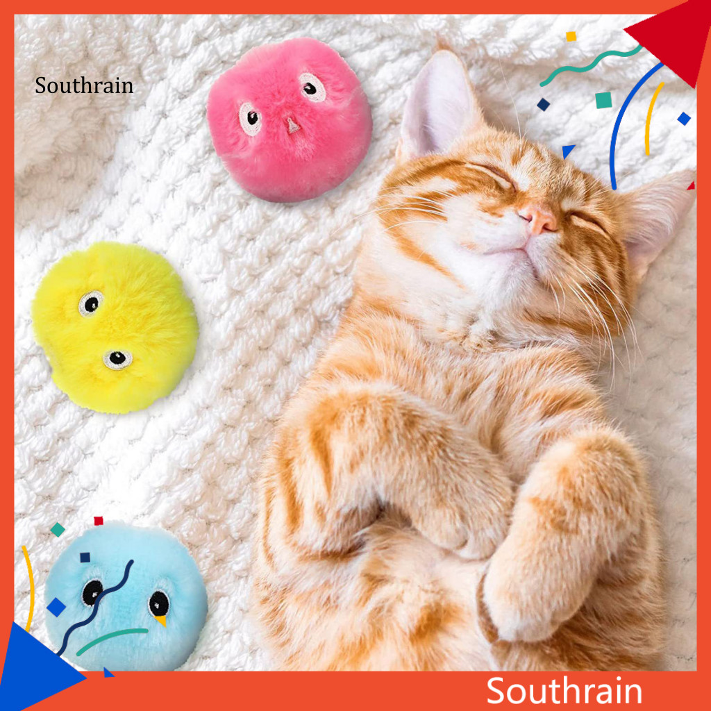 SOU Fluffy Ball ของเล่นแมวสนุกของเล่น Chirping ตุ๊กตาแมวของเล่นมีเสียง – Pom Pom Balls ลูกแมว Kicker