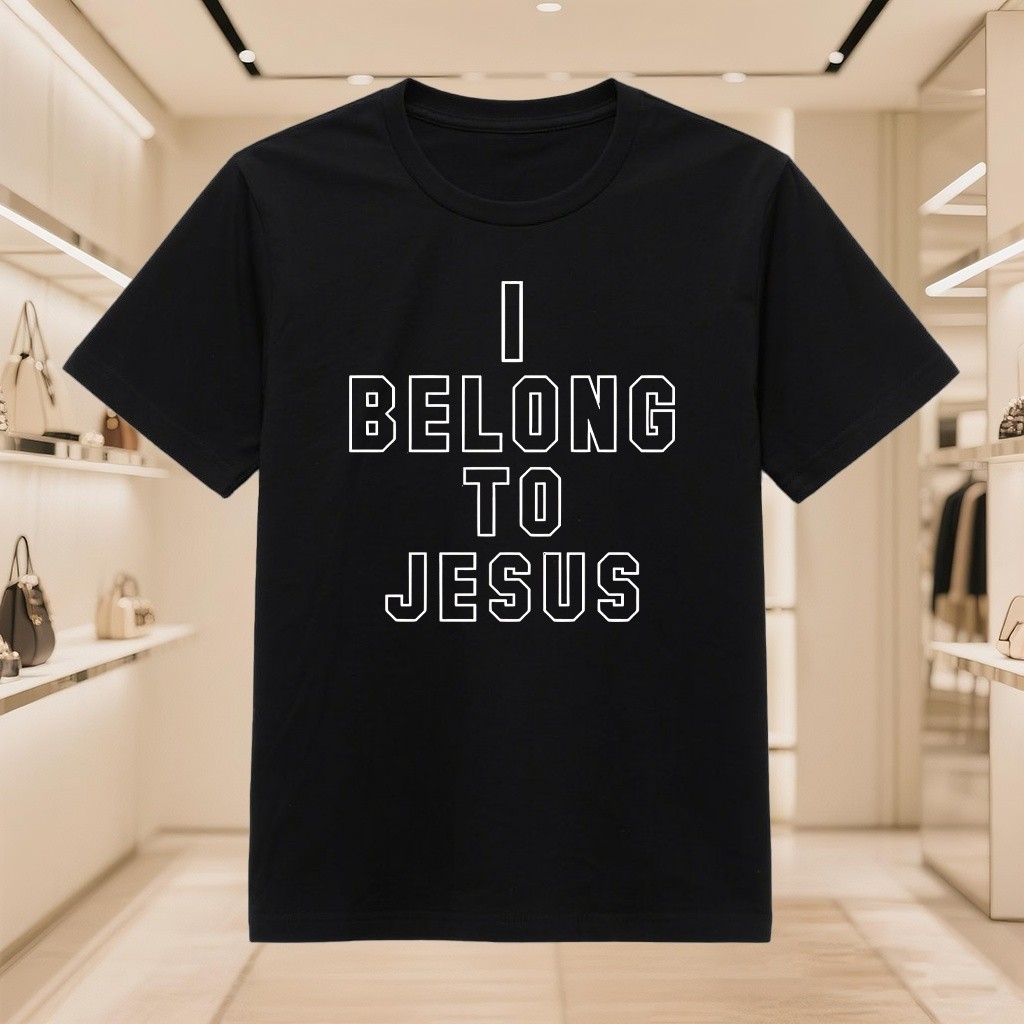 LOKAL I BELONG TO JESUS READY - เสื้อยืดผู้ชายอ้วนขนาดใหญ่ 5XL เสื้อยืดขนาดใหญ่เสื้อขนาดใหญ่ 200g วั