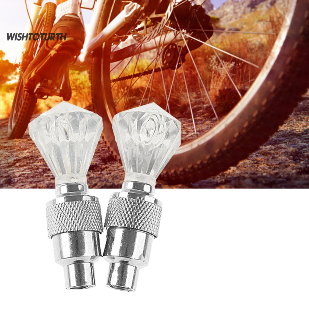 ☼WT 2 ชิ้น Luminous ยางวาล์วหมวก LED กระพริบสําหรับรถยนต์จักรยานรถจักรยานยนต์