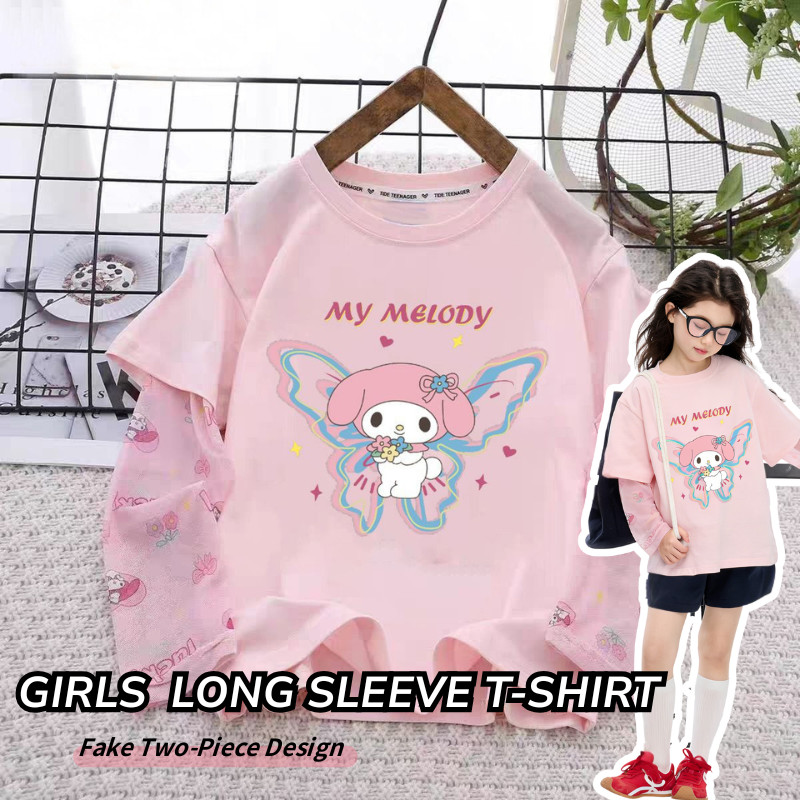 สาวเย็นปลอมสองชิ้นเสื้อยืด2026ฤดูร้อนเด็กใหม่ ทํานอง การ์ตูนพิมพ์ป้องกันแสงแดดแขนเสื้อเด็กวัยหัดเดินระบายอากาศเด็กเสื้อผ้า