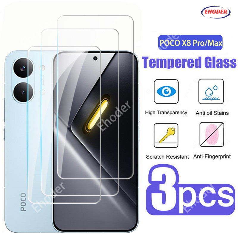 1-3 ชิ้นกระจกนิรภัยสําหรับ XIAOMI POCO X8 Pro Max 5G 2026 ป้องกันหน้าจอสําหรับ POCOX8Pro POCOX8ProMax X8Pro X8ProMax ฟิล์มป้องกัน