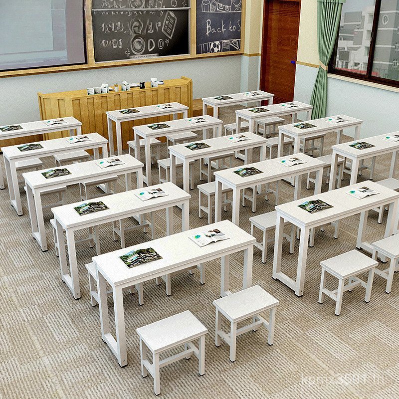College Cram School Double Desk Chair โรงเรียนประถมศึกษาตารางการศึกษาห้องเรียน Counseling Class Trai