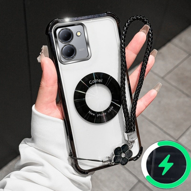 เหมาะสําหรับ Vivo Y36 Y27S 4G Y78 v29 lite เคสโทรศัพท์เปลือกนิ่มโปร่งใสพร้อมสายคล้องมือเรียบง่ายและก