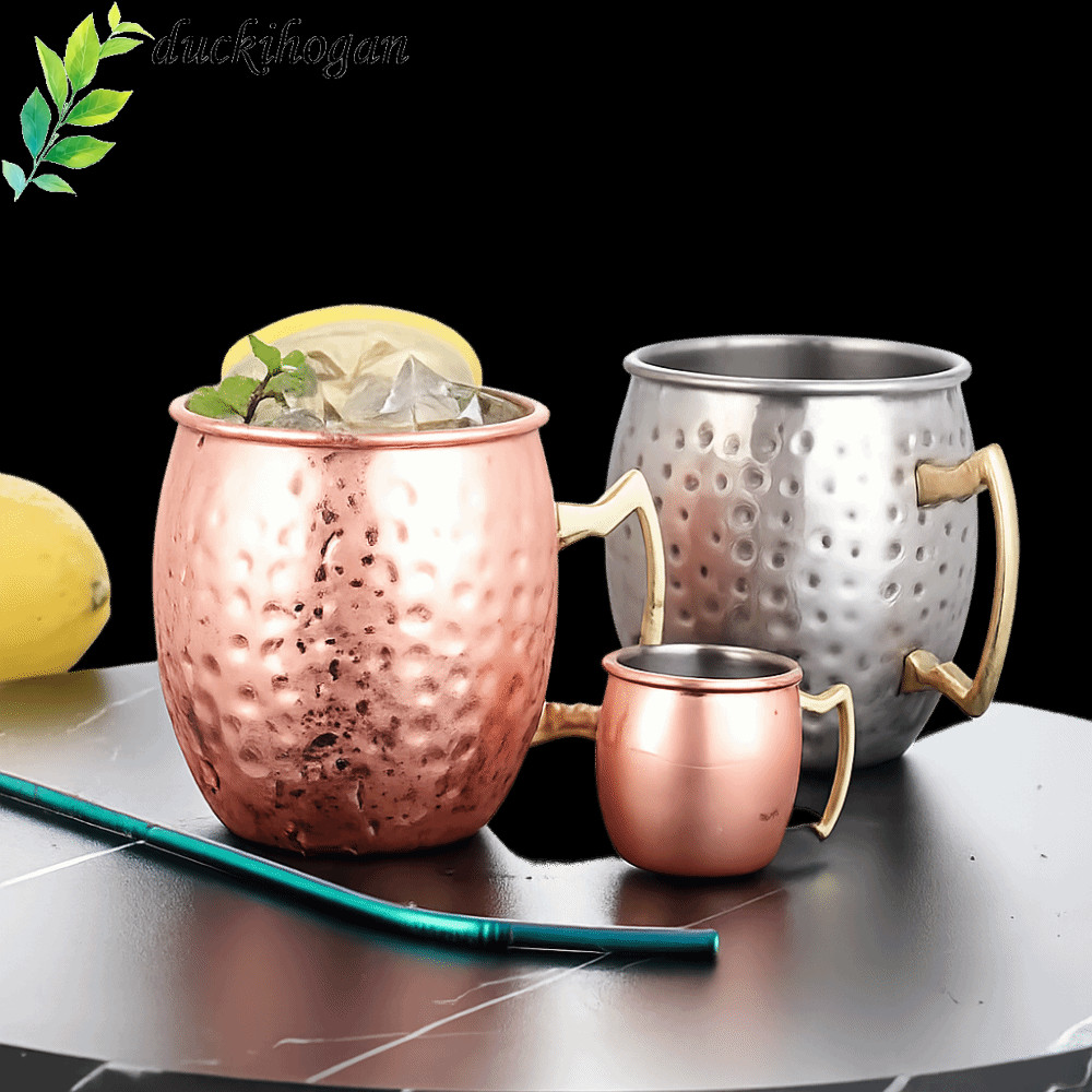 DUCQIHOGAN ค้อนจุดถ้วย, 500ml Moscow Mule ถ้วยแก้ว,ที่แข็งแกร่ง Riveted จับ Handcrafted หนาแปรงลักษณ