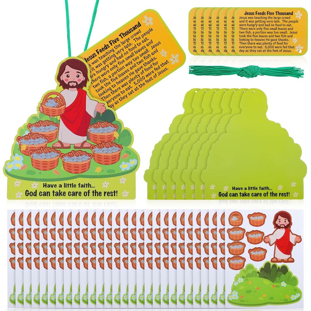 Gueevin 24 ชุดศาสนาอีสเตอร์หัตถกรรมชุดพระเยซู Feeding 5000 ป้ายหัตถกรรม Christian Bible Story DIY ชุ