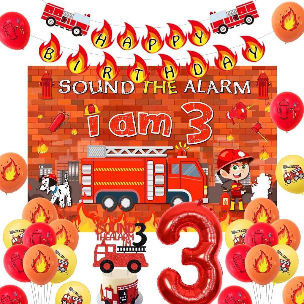 รถดับเพลิง 3rd วันเกิดตกแต่งเสียงนาฬิกาปลุก I Am 3 วันเกิดตกแต่งเสียงนาฬิกาปลุก I Am Happy Bday แบนเ
