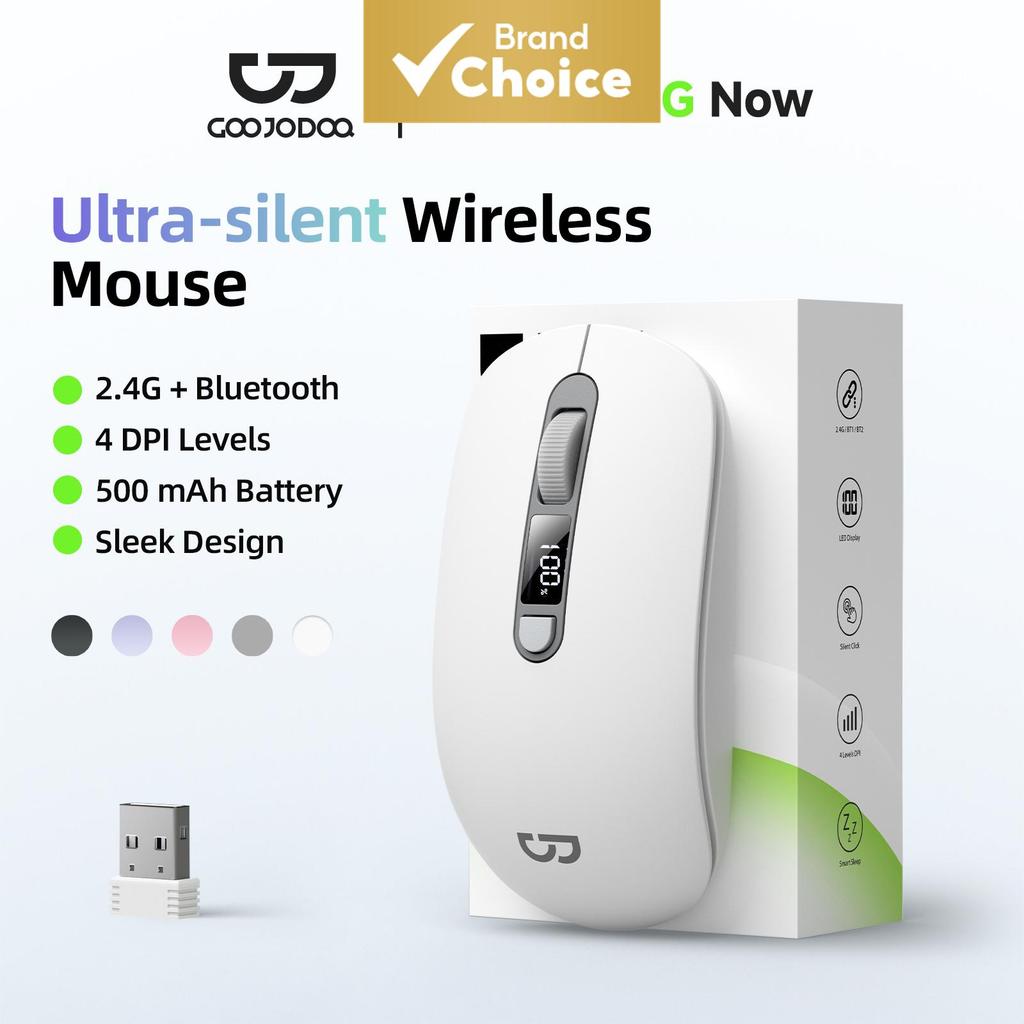 เมาส์ไร้สายบลูทูธคู่โหมด Goojodot 2.4GHz ออกแบบตามหลักสรีรศาสตร์ ขนาดเล็ก พกพาสะดวก เสียงเงียบพิเศษ ใช้งานได้กับแล็ปท็อป