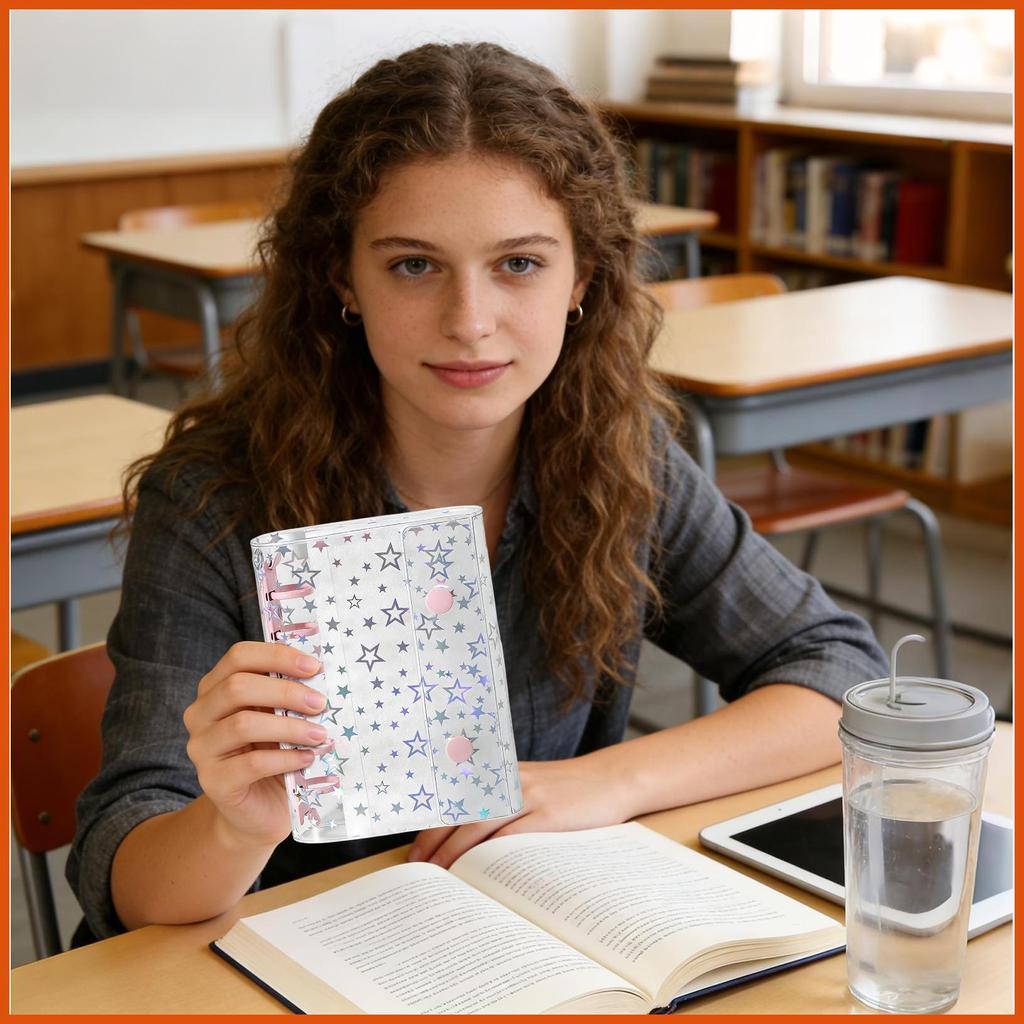 Binder ครอบคลุม A7 Glitter Star Budget Planner A7 Budget Binder สําหรับซองเงินสด Journal อัลบั้ม shi