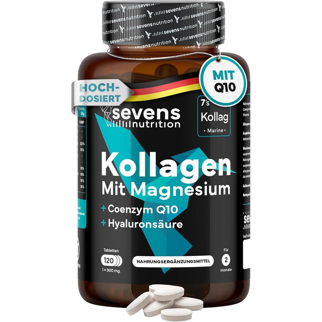 คอลลาเจนแคปซูลพรีเมียม - อุดมด้วยไฮยาลูโรนิกแอซิด, CoQ10, แมกนีเซียมและวิตามิน A, C, D3, B12 และซิงค