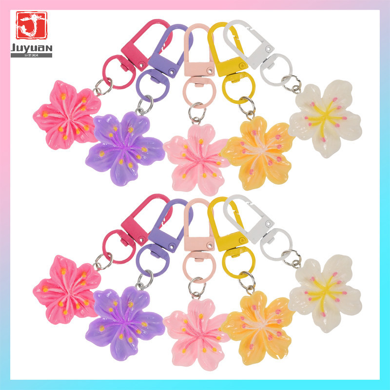 20 ชิ้นดอกไม้ตกแต่งพวงกุญแจ Cherry Blossom จี้สร้อยคอน่ารัก 6.60X3.00X0.70 ซม.jyuanxnuo