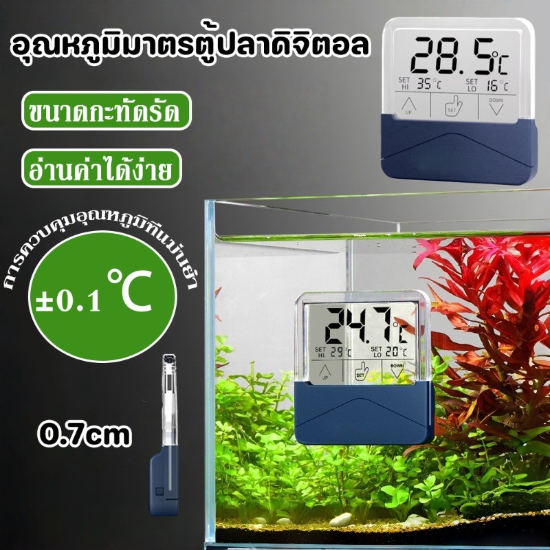 อุณหภูมิมาตรตู้ปลาดิจิตอล แบบติดผนัง ดิจิตอลแม่นยำ CHERLAM Fish Tank Thermometer เหมาะสำหรับตู้ปลาทุกขนาด