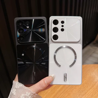 หรูหราหน้าต่างขนาดใหญ่ที่มีสีสัน Aurora เลเซอร์แม่เหล็กสําหรับ Samsung S26 Ultra Plus S25 FE Ultra S24 Ultra Plus FE ไร้สายชาร์จกันกระแทกฝาครอบป้องกัน