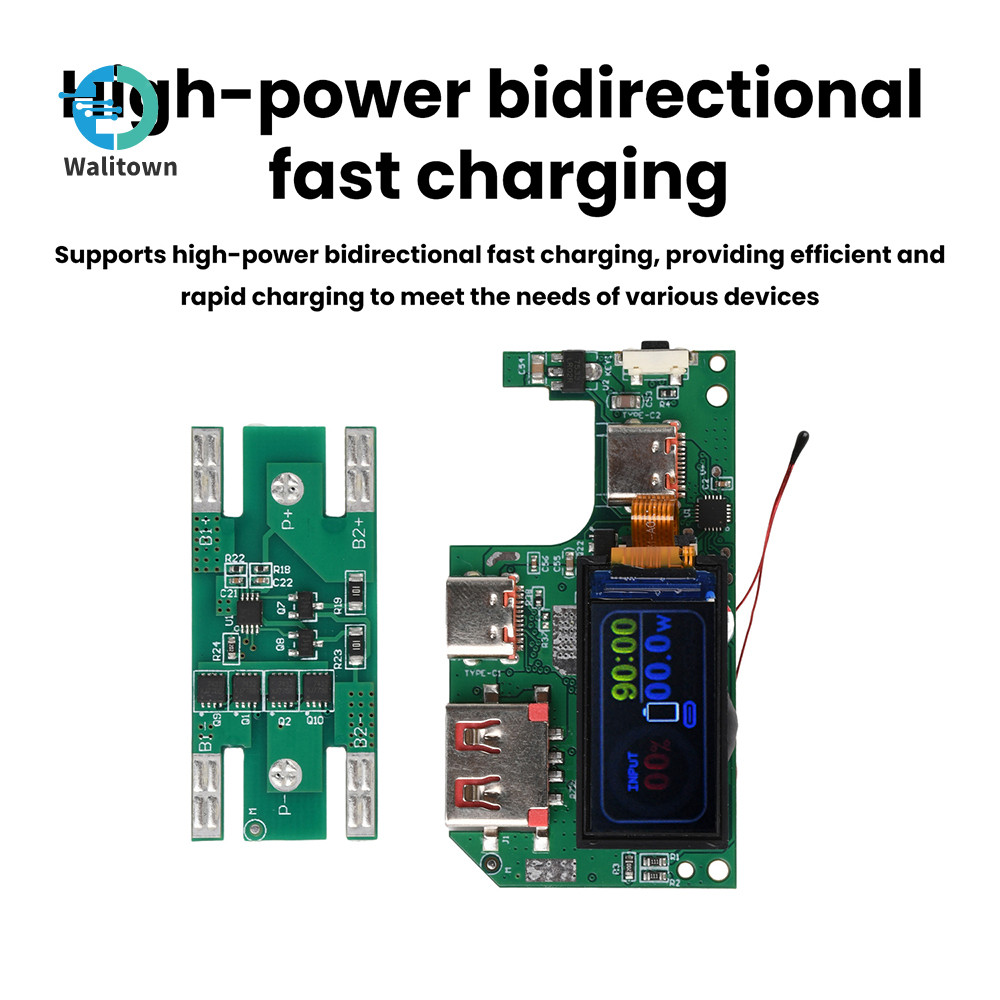 PD45W/PD65W Fast Charging โมดูล + 2S/3S แบตเตอรี่ป้องกันบอร์ด 0.96 นิ้ว TFT หน้าจอสีดิจิตอลโมดูลพลัง