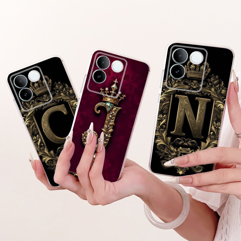 สําหรับ Viso T2 Pro กรณีหรูหราตัวอักษรเริ่มต้นซิลิโคนนุ่ม TPU เคสโทรศัพท์ปกหลังสําหรับ Vivo IQOO Z7 