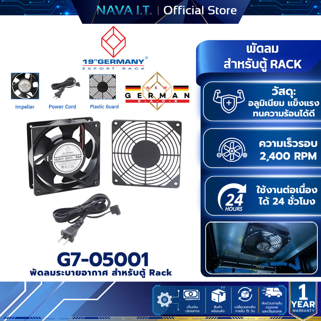 G7-05001 LINK 19" GERMANY FAN Heavy Duty 1 x 4" พัดลมระบายอากาศตู้แร็ค รับประกัน 1 ปี