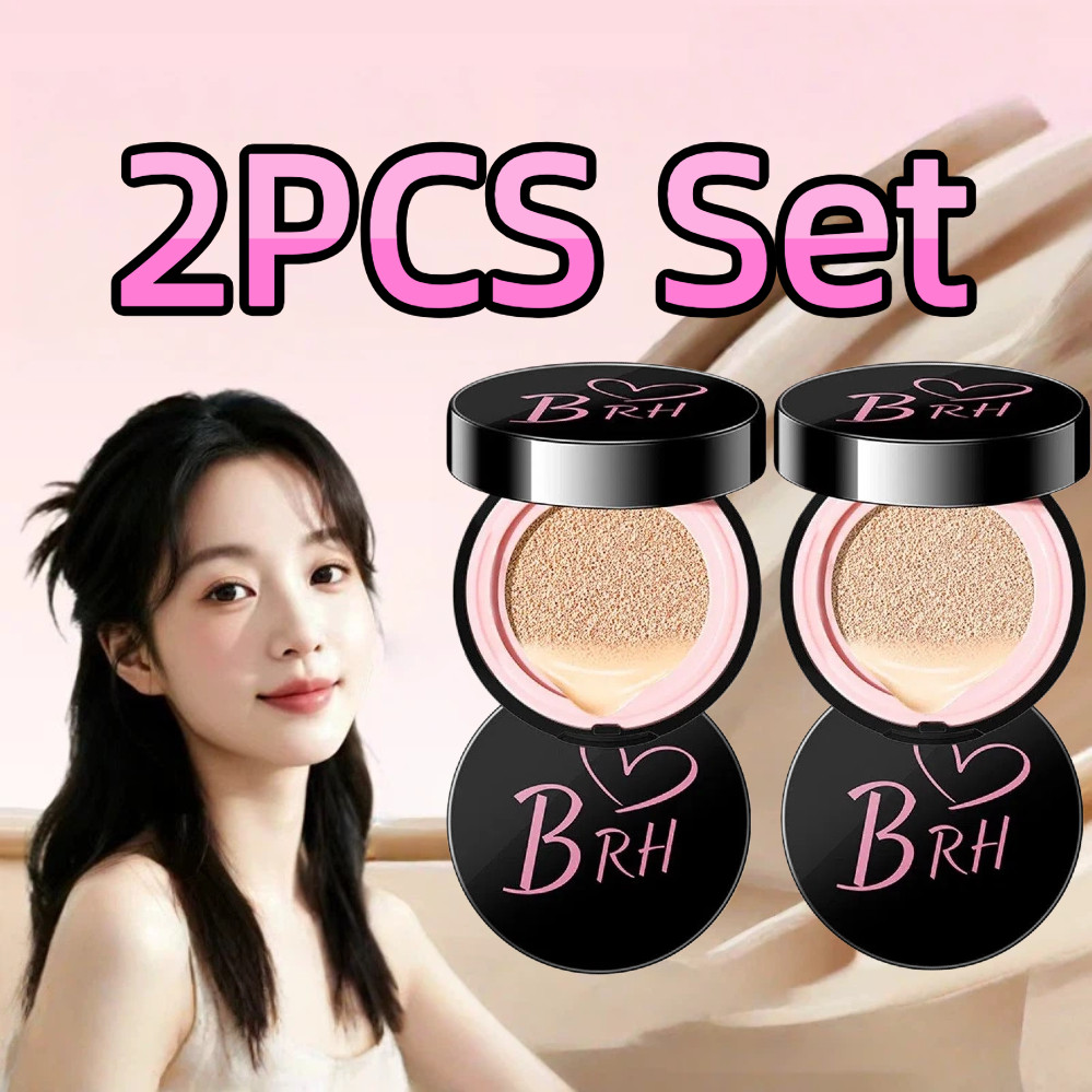 2 ชิ้นชุด BRH Air Cushion BB ครีมคอนซีลเลอร์ Moisturizing Whitening Foundation ยาวนานทนทานฐานแต่งหน้