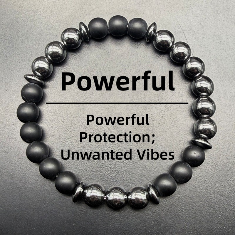 Black Gallstone Black Matte Bracelet Dark Style Street Punk Style Bracelet