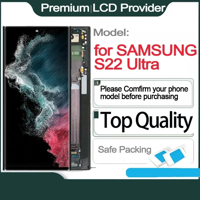 Dynamic AMOLED 6.8 LCD สําหรับ SAMSUNG S22 Ultra 5G หน้าจอสัมผัส SM-S908B, SM-S908B/DS, SM-S908U จอแ