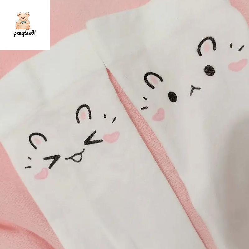 [PT01] Kawaii Cat Pawต้นขาSosสีขาวพิมพ์ยาวSos JK Harajuku Expressionกว่าเข่าต้นขาสูงStoingsคอสเพลย์ญ