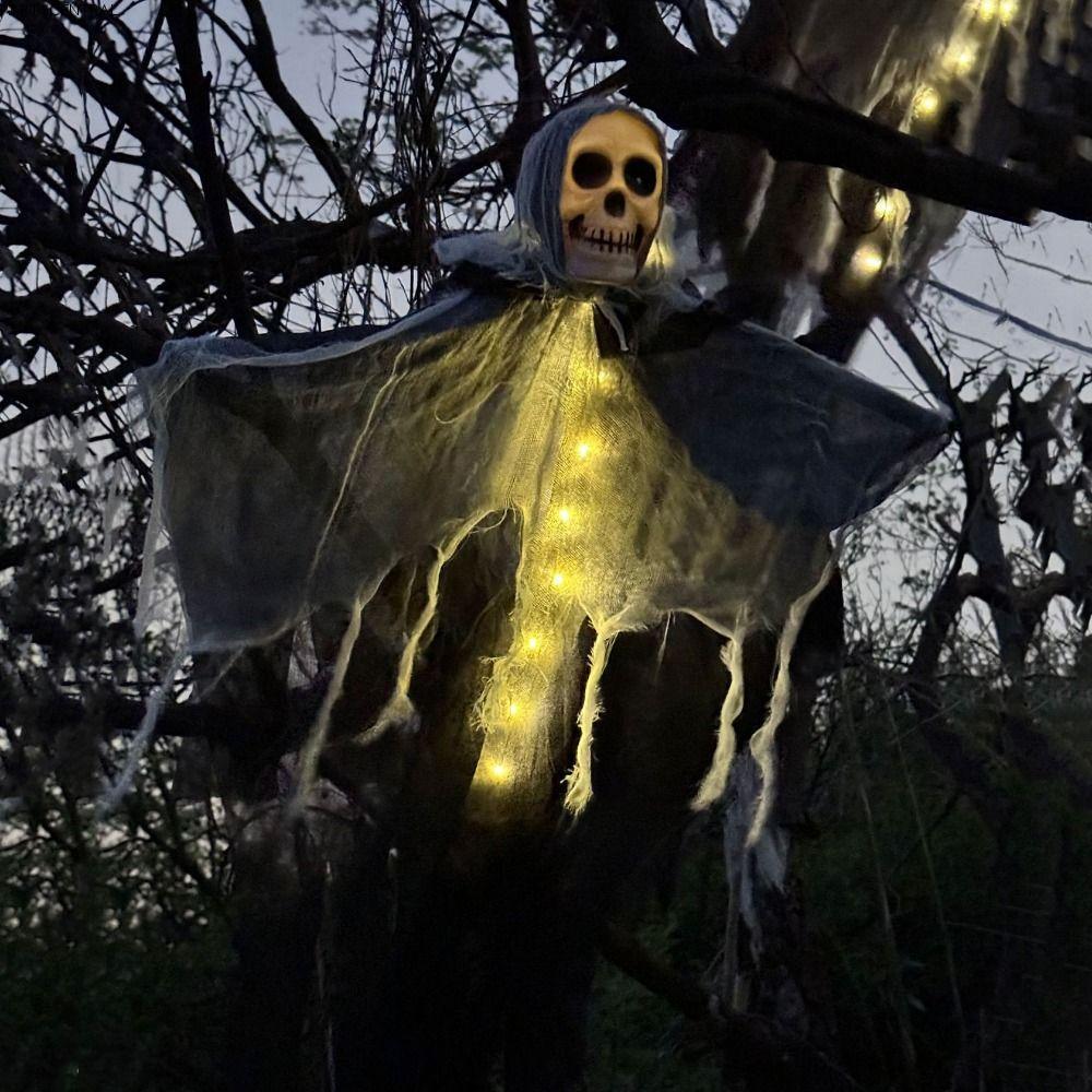 PARTYCENTRAL แขวน Skull Ghost Light, แขวน LED Skull Ghost Light Strings, ตลกสยองขวัญธีมตกแต่ง Ghost 