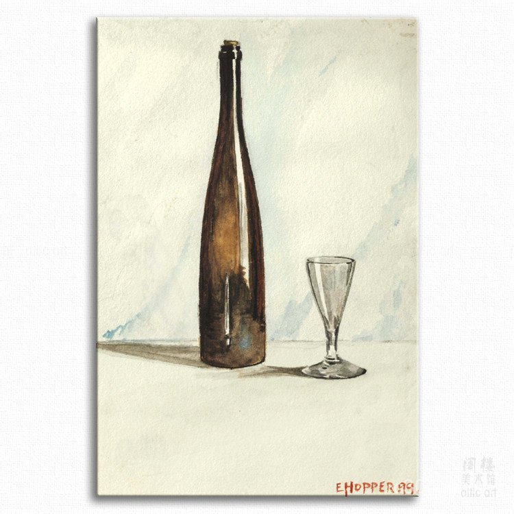 ขวดไวน์และแก้ว Edward Hopper Hopper ภาพวาดตกแต่งห้องนั่งเล่น Study Bedroom Bar