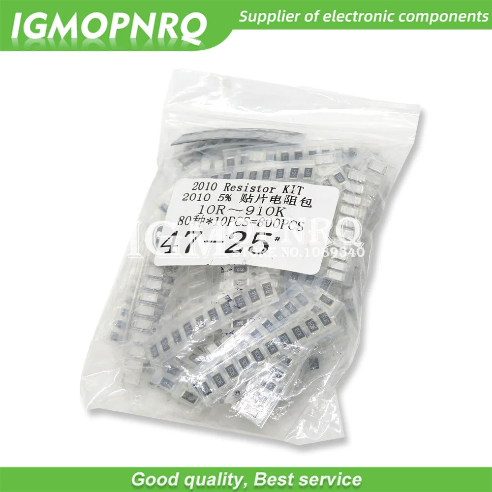 800PCS 2010 SMD Resistor Kit ชุดสารพัน 10ohm-1M โอห์ม 5% 80valuesX 10 ชิ้น = 800 ชิ้นชุดตัวอย่าง hjx