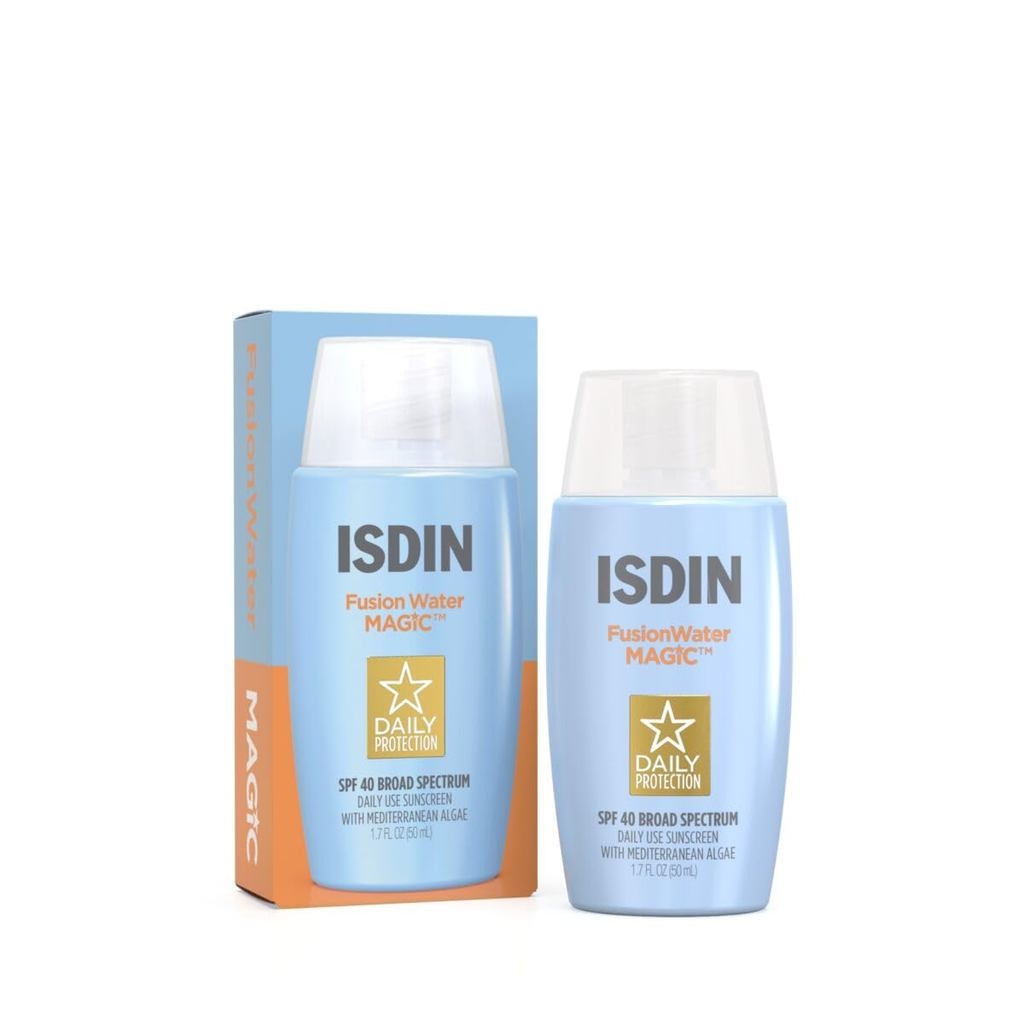 ISDIN Fusion Water Magic Sunscreen SPF40 (1.7 ออนซ์ของเหลว) |   ครีมกันแดดทาหน้าเบาพิเศษมีกรดไฮยาลูโ