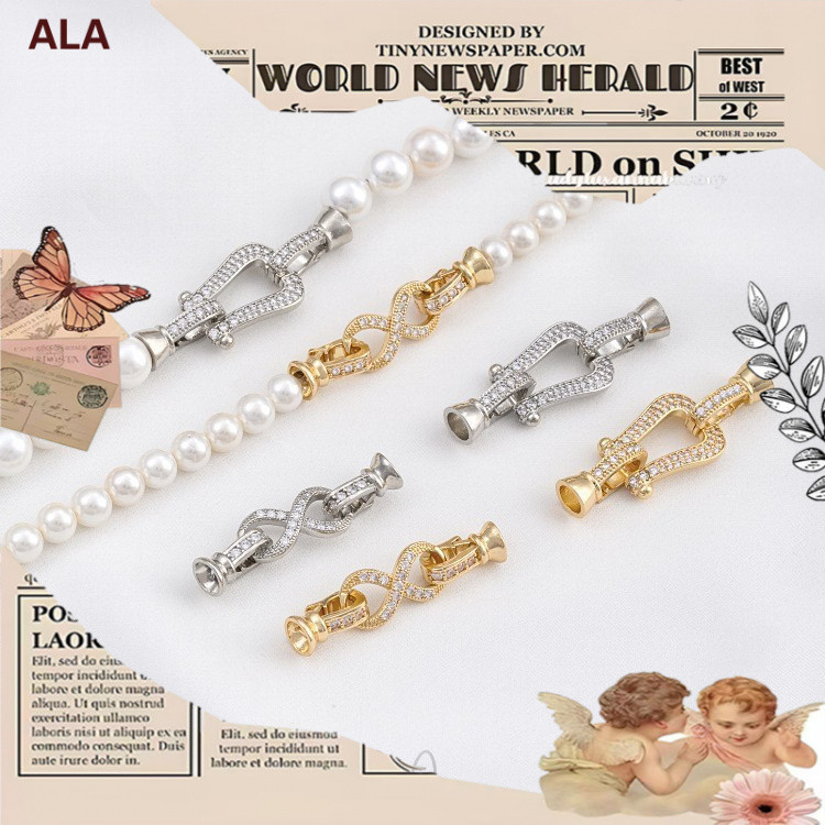 สี-การจอง Pearl Buckle 14K Gold-Clad รูป 8 หัวเข็มขัดคู่ U-Shaped Horseshoe Buckle DIY String Pearl 