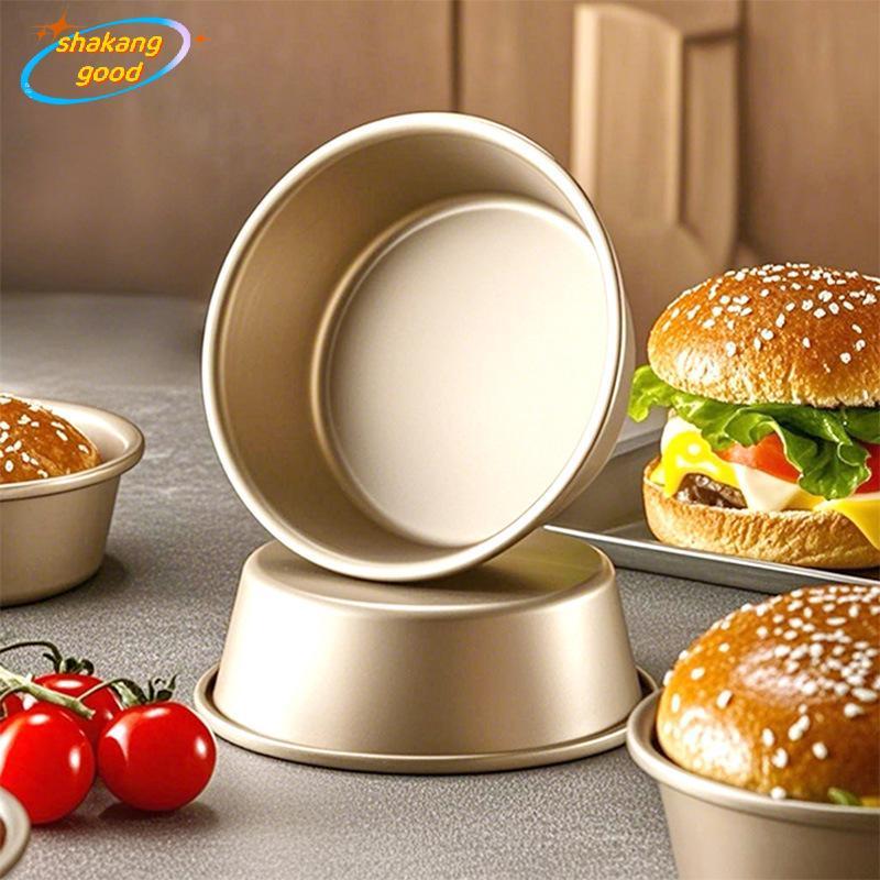 SKTH Non Sti แฮมเบอร์เกอร์แม่พิมพ์เหล็กคาร์บอน Mini ขนมปัง Baking Pan สําหรับโฮมเมด Burger Buns Bake