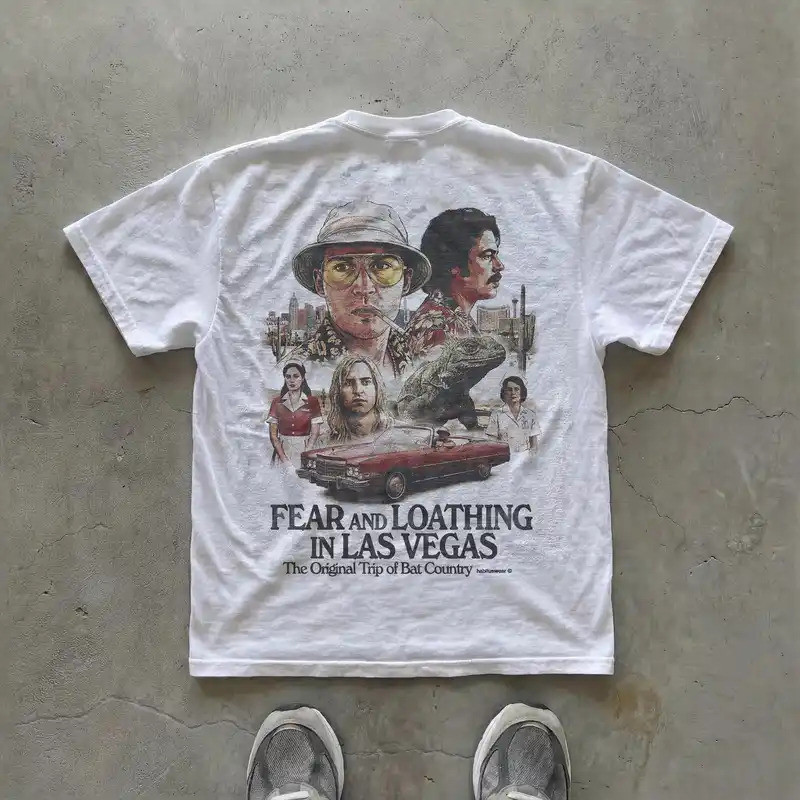 เสื้อยืด Fear and Loathing in Las Vegas สไตล์วินเทจ เสื้อยืดภาพยนตร์ ทรงหลวม ระบายอากาศได้ดี สำหรับผ