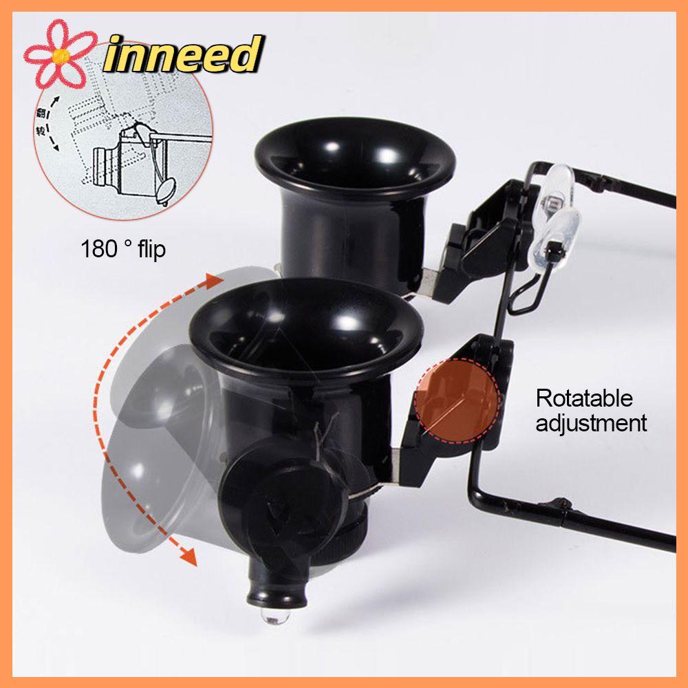 INNEED Double Eye แว่นตาประเภทปรับได้พร้อมไฟ LED แว่นขยายซ่อมนาฬิกา