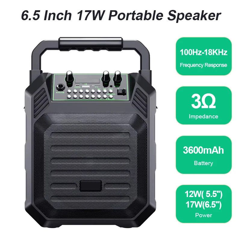 300W Peak ลําโพงบลูทูธไร้สายแบบพกพามือถือเสียงกล่องพร้อมไมโครโฟน 6-8H Playback Time Audio วิทยุ FM ส