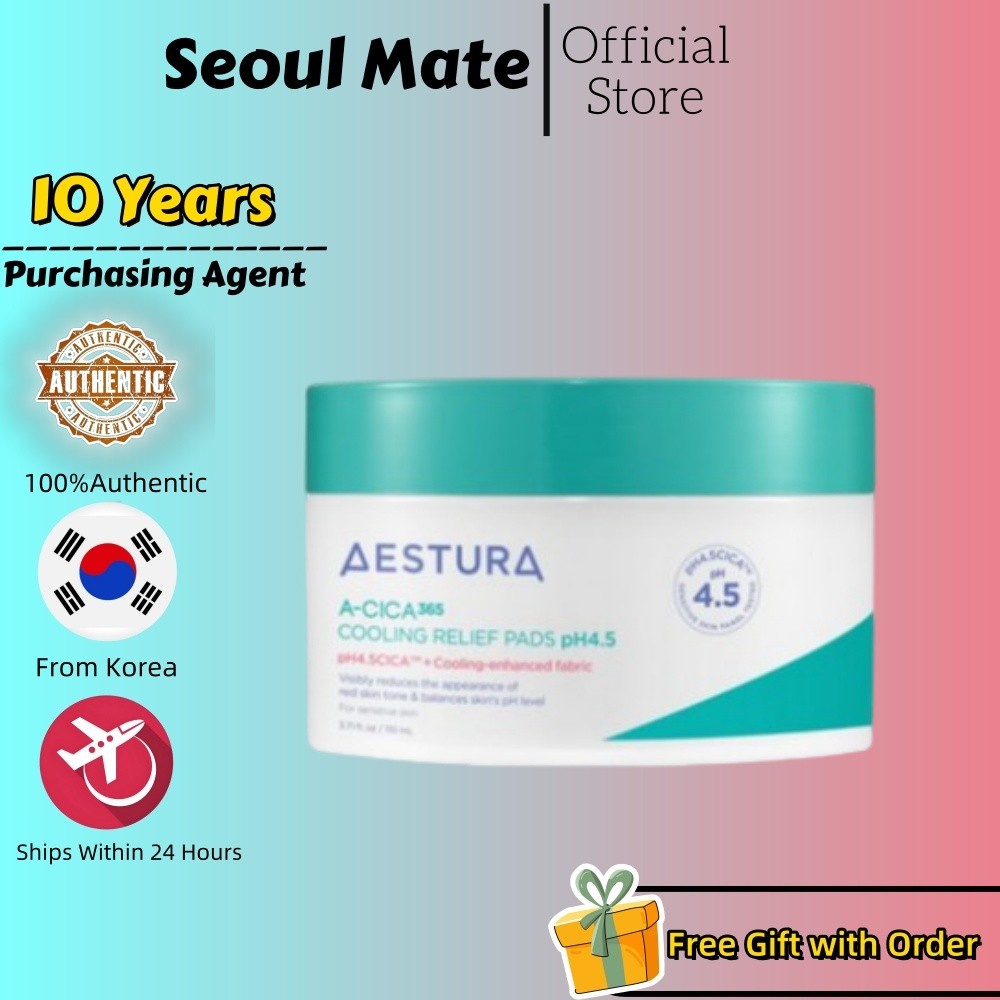 [Estura] A-CICA 365 Cooling Relief Pads 110ml, 60 แผ่น#calming, ให้ความชุ่มชื้น , และเตรียมผิว