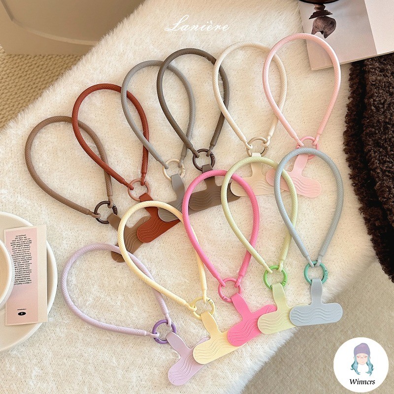 สีสัน ซิลิโคนสายคล้องโทรศัพท์มือถือสั้นสายรัดข้อมือสีทึบเสน่ห์พวงกุญแจกล้องโซ่เชือกเส้นเล็กอุปกรณ์เสริมสากล