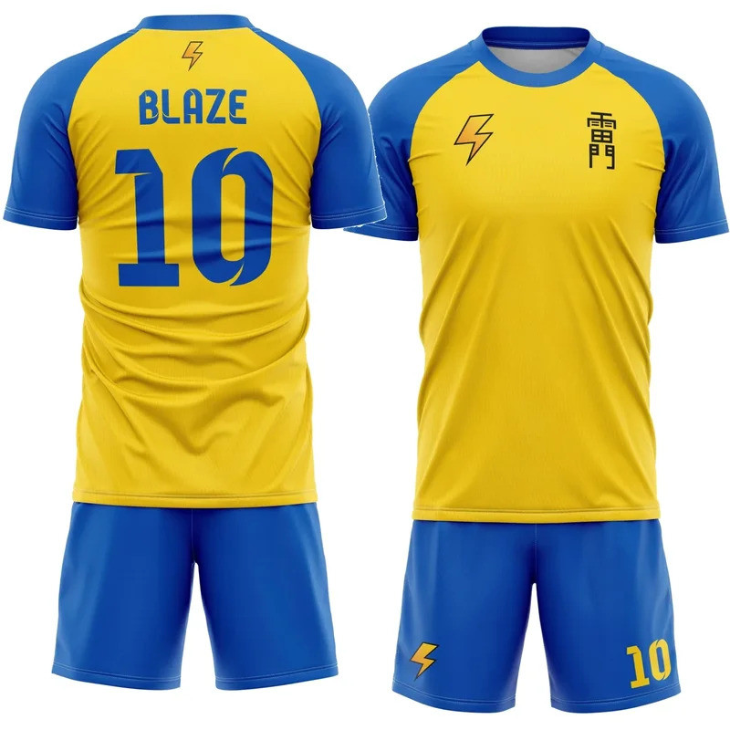 2026 เสื้อยืดชุดฤดูร้อนผู้ชายผู้หญิงชุดใหม่อะนิเมะ Inazuma Eleven Jersey กางเกงขาสั้นชุด 3D Blaze 10