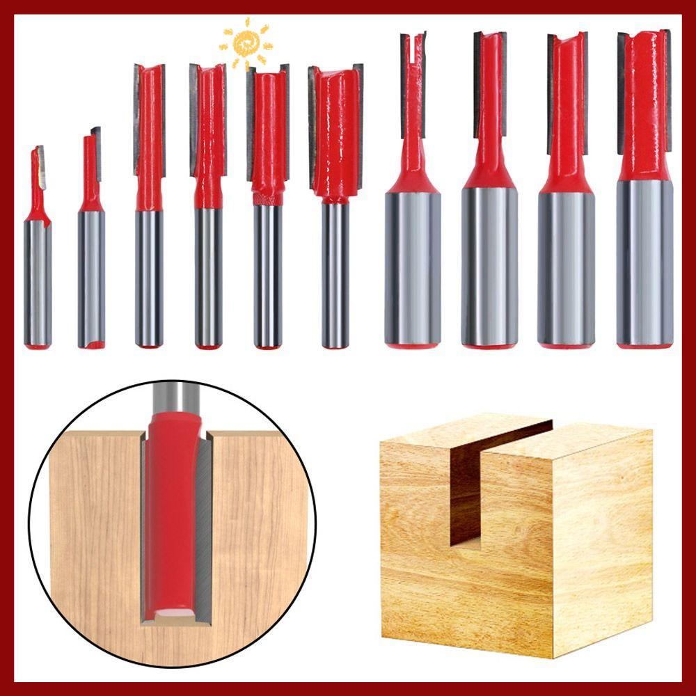 PTKFPT09 คู่ขลุ่ย Router Bit,โลหะผสม 1/4 "1/2" Shank Double-Edge ตรง Bit,คุณภาพสูง Slotting Woodwork
