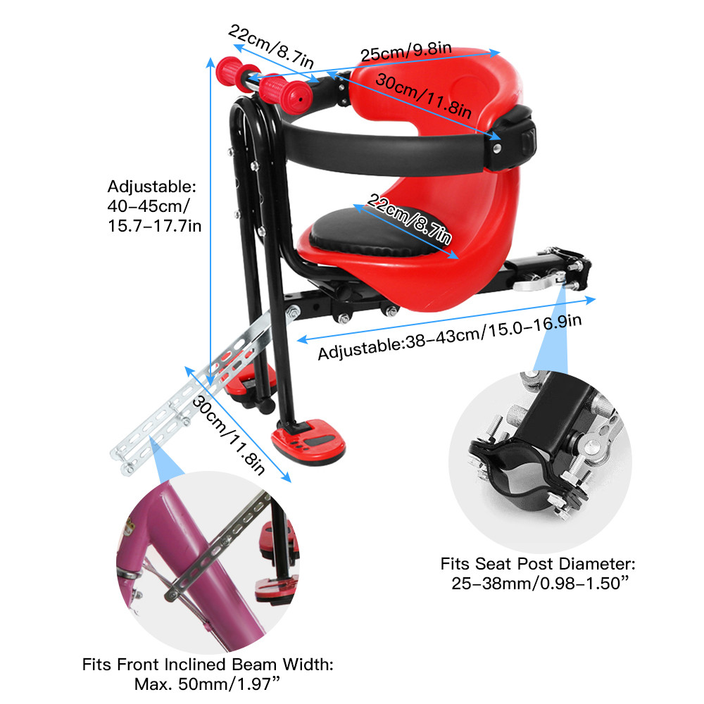 Gugushop LIXADA Kids Bike Safety Seat Children Cushioned Cycle Front Mounted Child Bicycle for 8mont