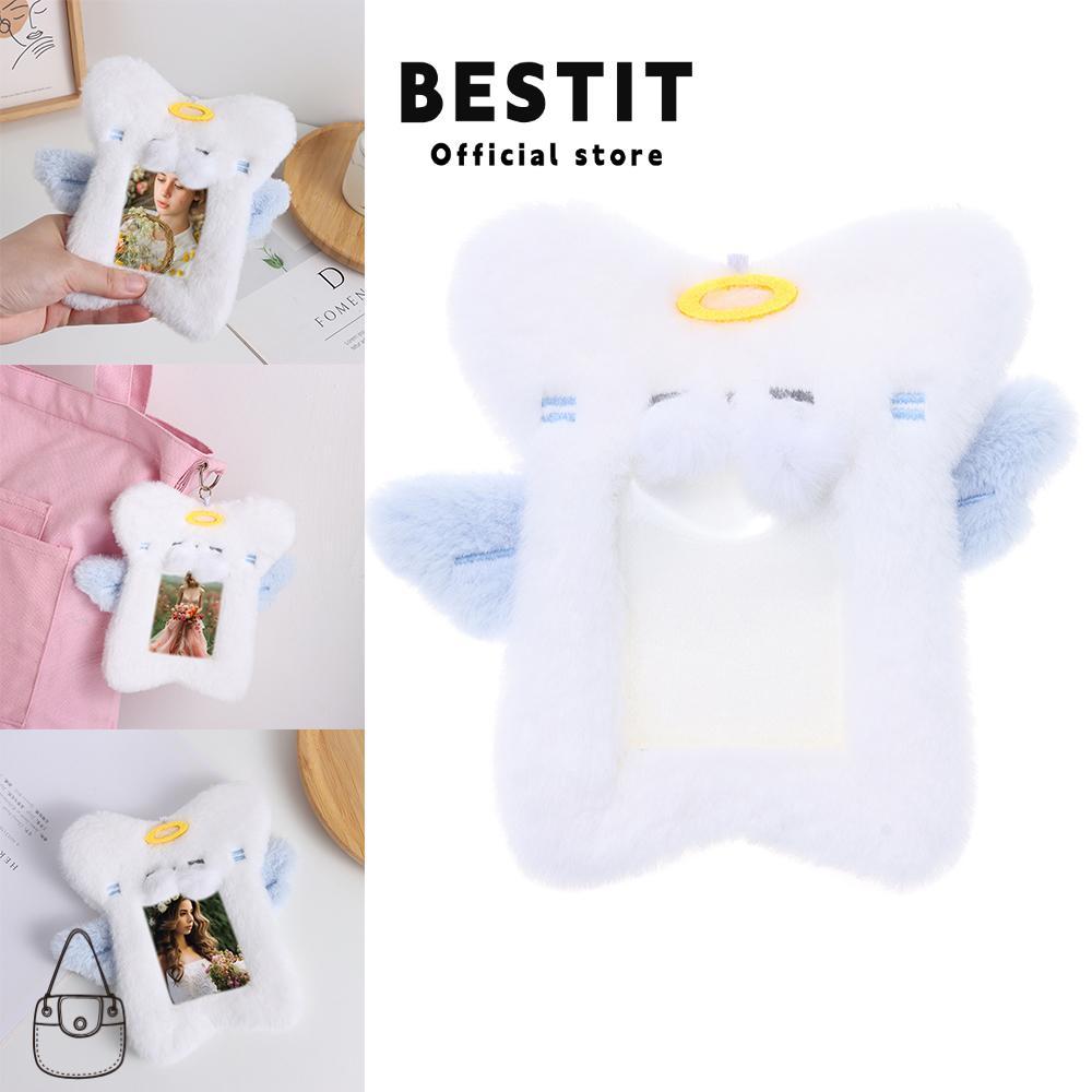 BESTIT ซองการ์ดตุ๊กตาขนปุยน่ารัก ใส่รูปไอดอล/บัตรนักเรียนได้ ที่คล้องการ์ดลายหมาป่า สำหรับแฟนคลับ