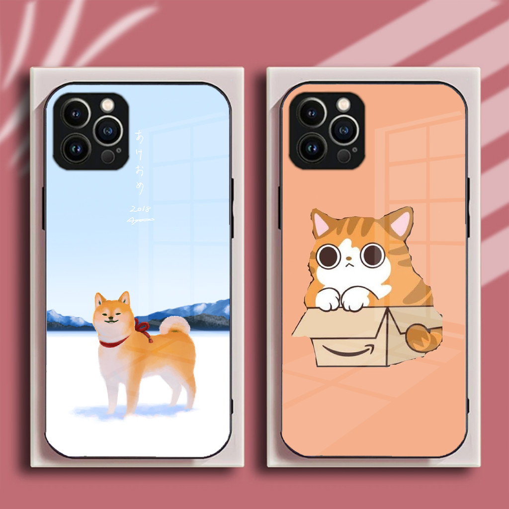 สุนัขการ์ตูนแมวน่ารักสําหรับ OPPO Reno 14 13 12 11 F 10 9 8 7 6 Z 6Z 5G 5F 5Z 4Z 3 7Z 10x กระจกนิรภั