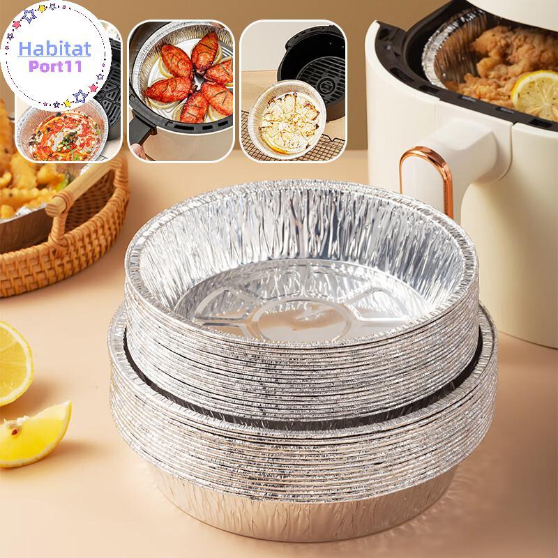 HabitatPort Air Fryer กระทะอลูมิเนียมฟอยล์อุปกรณ์ครัวภาชนะบรรจุอาหารเตาอบสี่เหลี่ยมถาดบาร์บีคิวน้ํามันหลักฐานไม่ติดครัวเบเกอรี่เครื่องมือth
