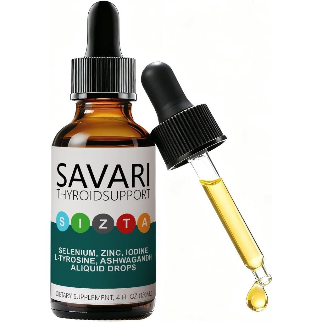 Savari Thyroid Support Drops with Selenium, Zinc, Iodine, L-tyrosine, and Ashwagandha, Precisely Nou