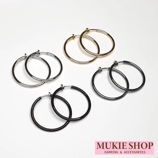 Mukie shop DIY ต่างหู [ต่างหูห่วงแบบหนีบพร้อมส่ง] ต่างหูหนีบ ห่วงสปริง ขนาด1.5cm-6cm แพ็คคู่ (2ชิ้น)
