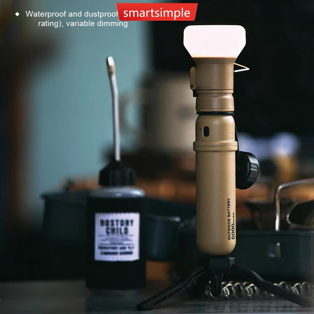 SMARTSIMPLE ชุดไฟแคมปิง retro พร้อมแบตเตอรี่สำรองและขาตั้งพกพา ใช้ได้ทั้งกลางแจ้งและในบ้าน U8Y3