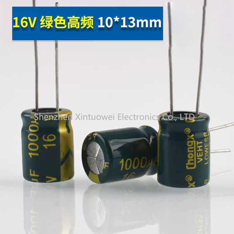 20 ชิ้น/ล็อต 16V 1000UF Long Life โดยตรงใส่อลูมิเนียม Electrolytic Capacitor 1000UF 16V 10*13 มม.