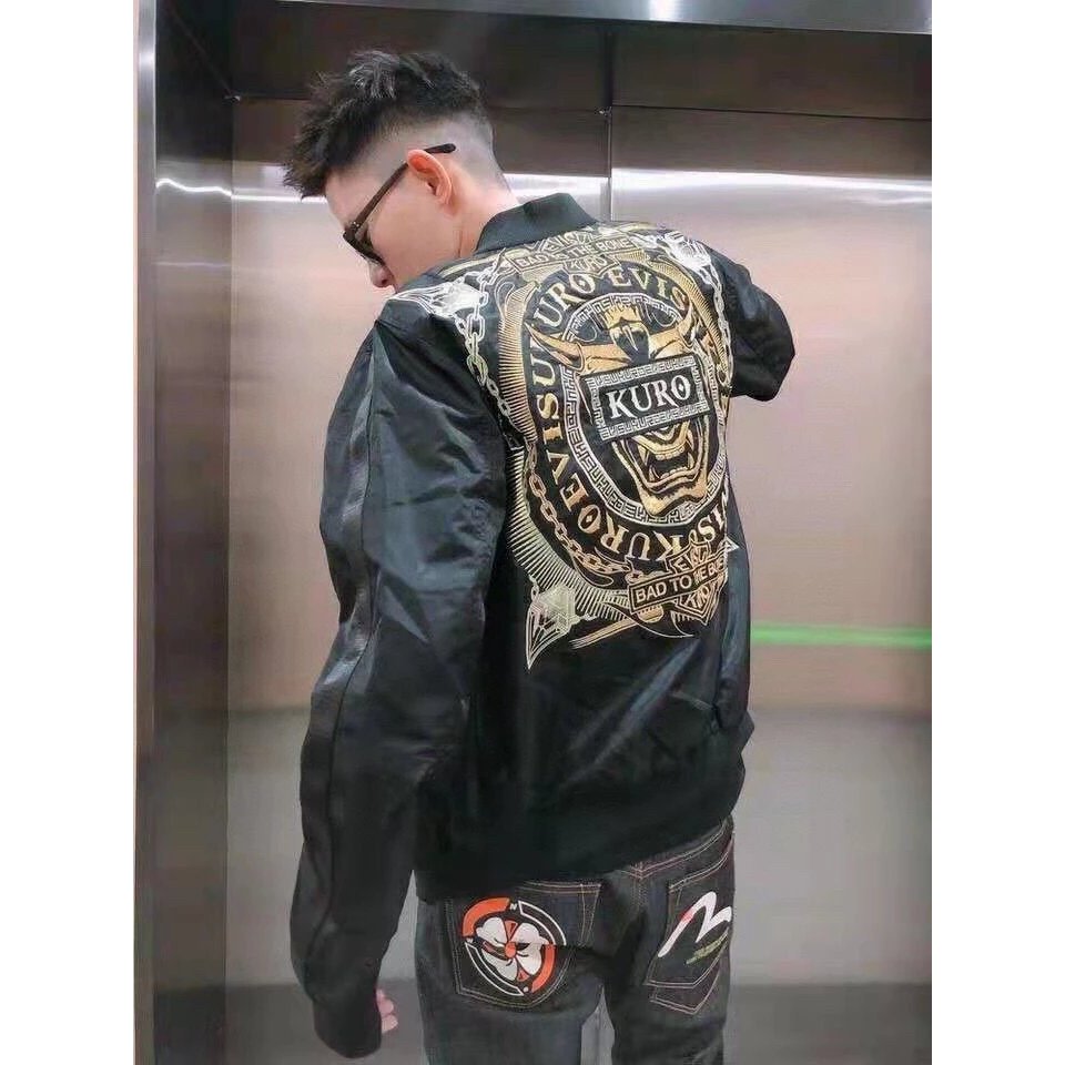 Evisu/God of Fortune 20ss Prajna และ Logo ปัก Bomber Jacket Coat