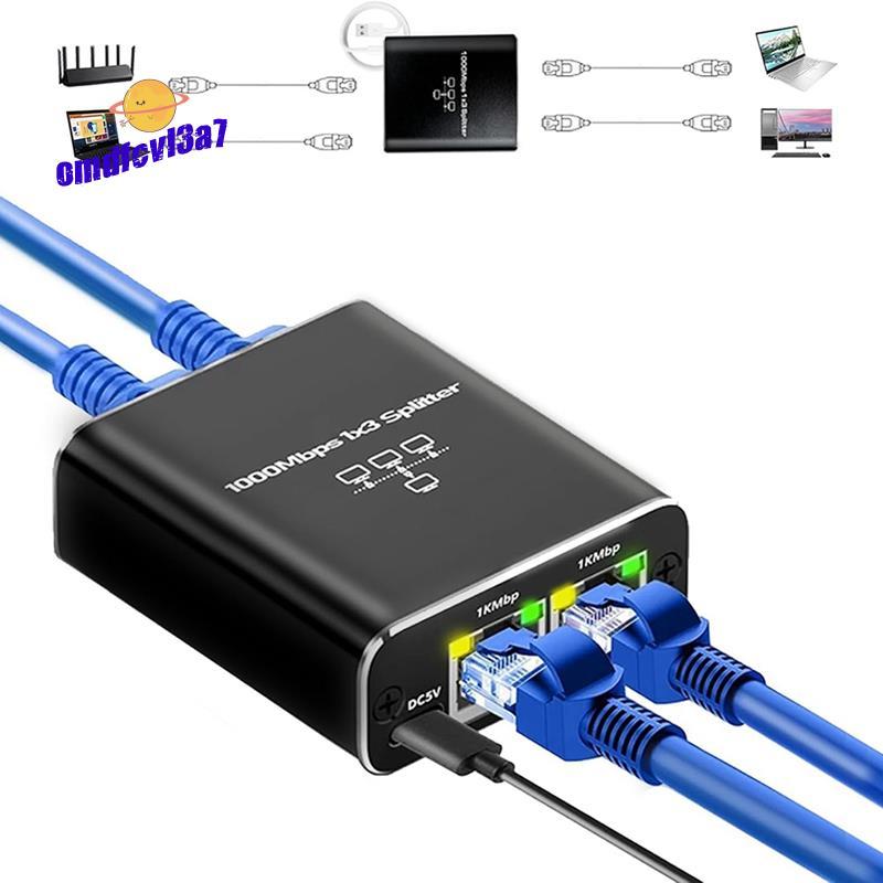 Gigabit Ethernet Splitter 1000Mbps LAN Splitter ความเร็วสูง 1 ถึง 3, 1000Mbps LAN Splitter RJ45 Spli