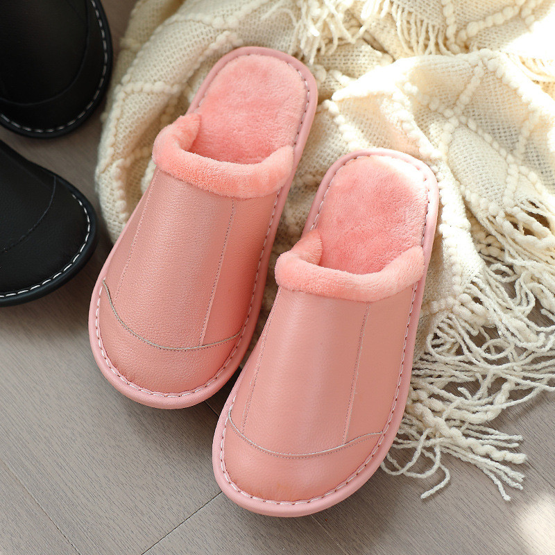 รองเท้าแตะหนังแท้กันน้ำ สำหรับผู้หญิงในฤดูหนาว มีระบบทreten slip-resistant